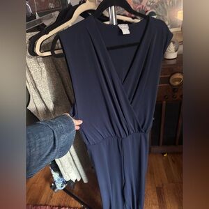 Chicos Navy Blue Sleeveless Jumpsuit. Size 4/ 20